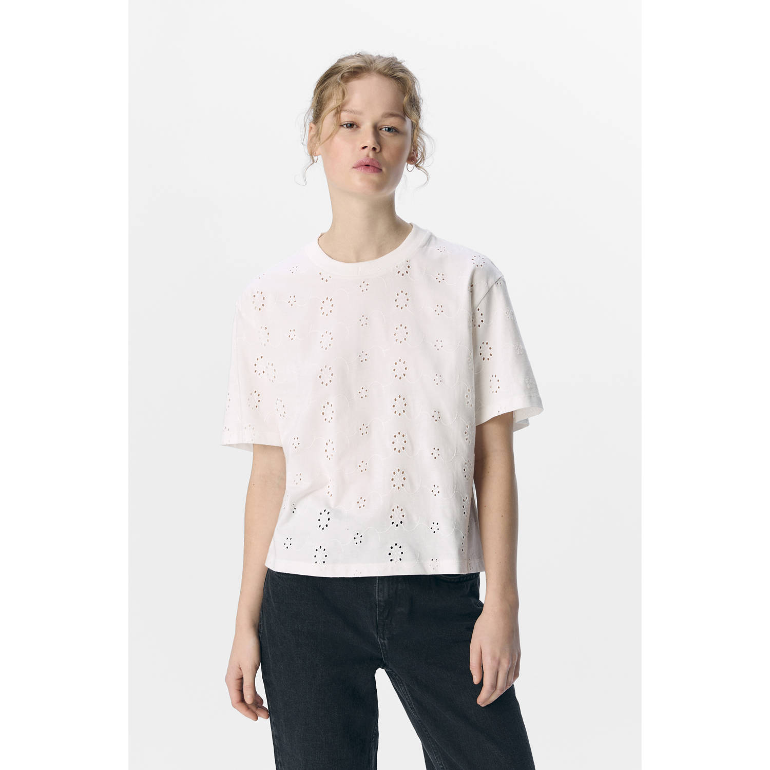 OBJECT T-shirt ecru broderie