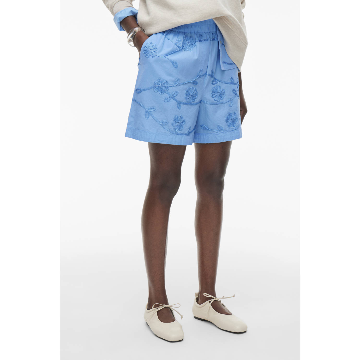 ROUGE EDIT high waist casual short blauw