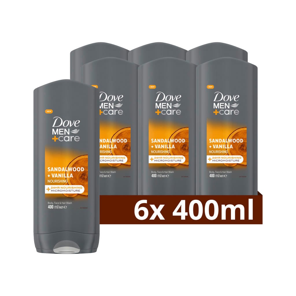 Dove Men+Care Sandalwood + Vanilla 3-in-1 douchegel - 6 x 400 ml