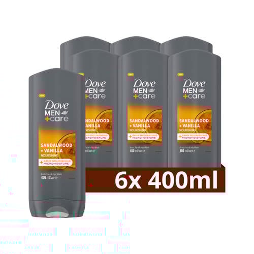 Wehkamp Dove Men+Care Sandalwood + Vanilla 3-in-1 douchegel - 6 x 400 ml aanbieding