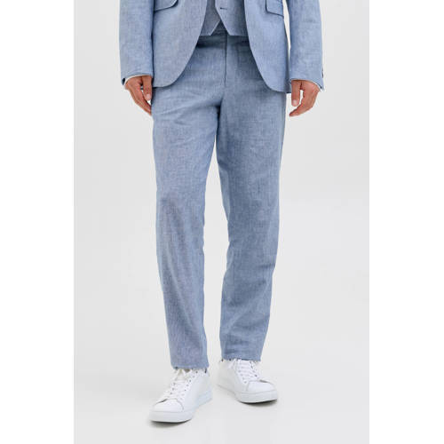 JACK & JONES PREMIUM gemêleerde slim fit pantalon JPRRIVIERA met linnen blauw afbeelding