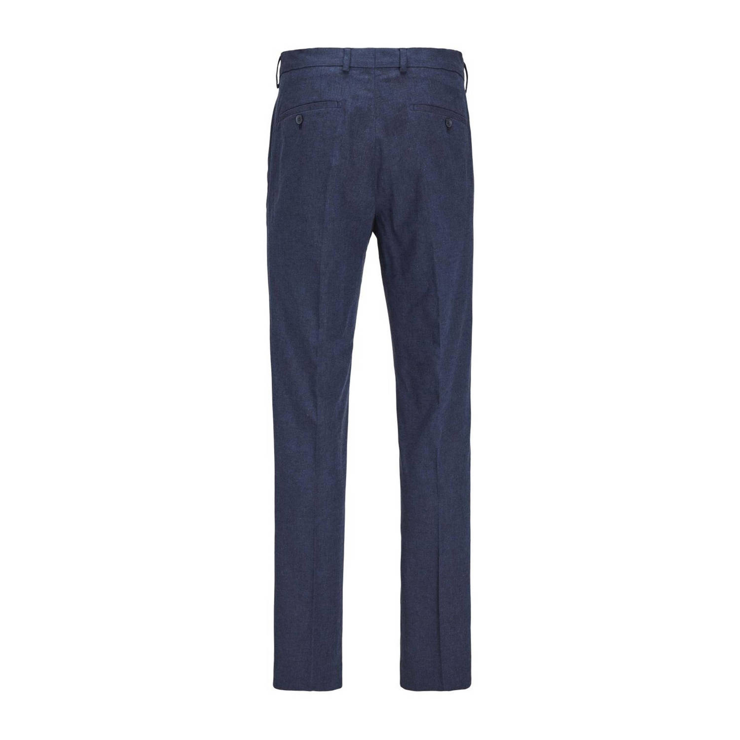 JACK & JONES PREMIUM gemêleerde slim fit pantalon JPRRIVIERA met linnen donkerblauw