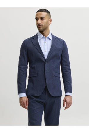 gemêleerd slim fit colbert JPRRIVIERA met linnen donkerblauw