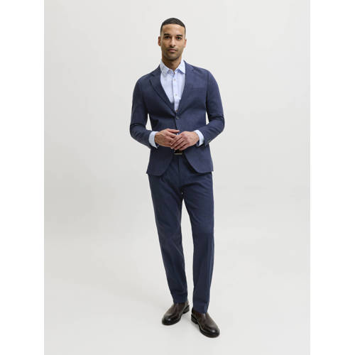 JACK & JONES PREMIUM gemêleerd slim fit colbert JPRRIVIERA met linnen donkerblauw afbeelding