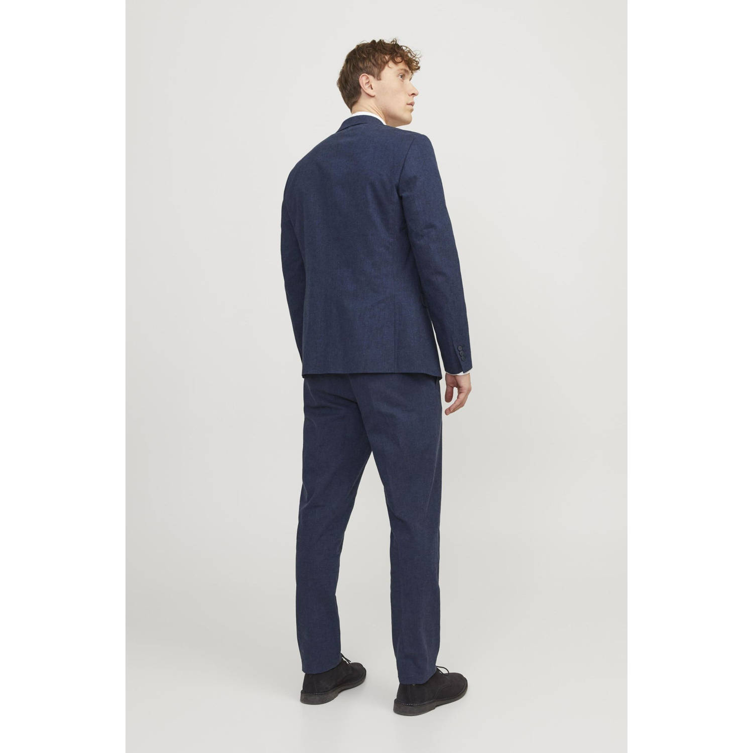 JACK & JONES PREMIUM gemêleerd slim fit colbert JPRRIVIERA met linnen donkerblauw