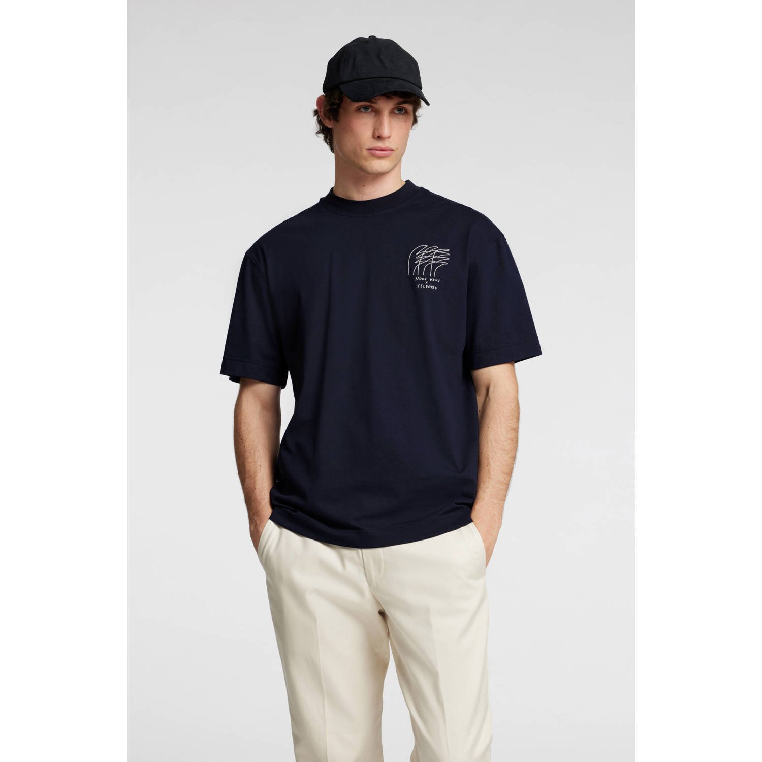 SELECTED HOMME Heren Polo's & T-shirts Slhrelaxjay License Ss O-neck Tee Donkerblauw