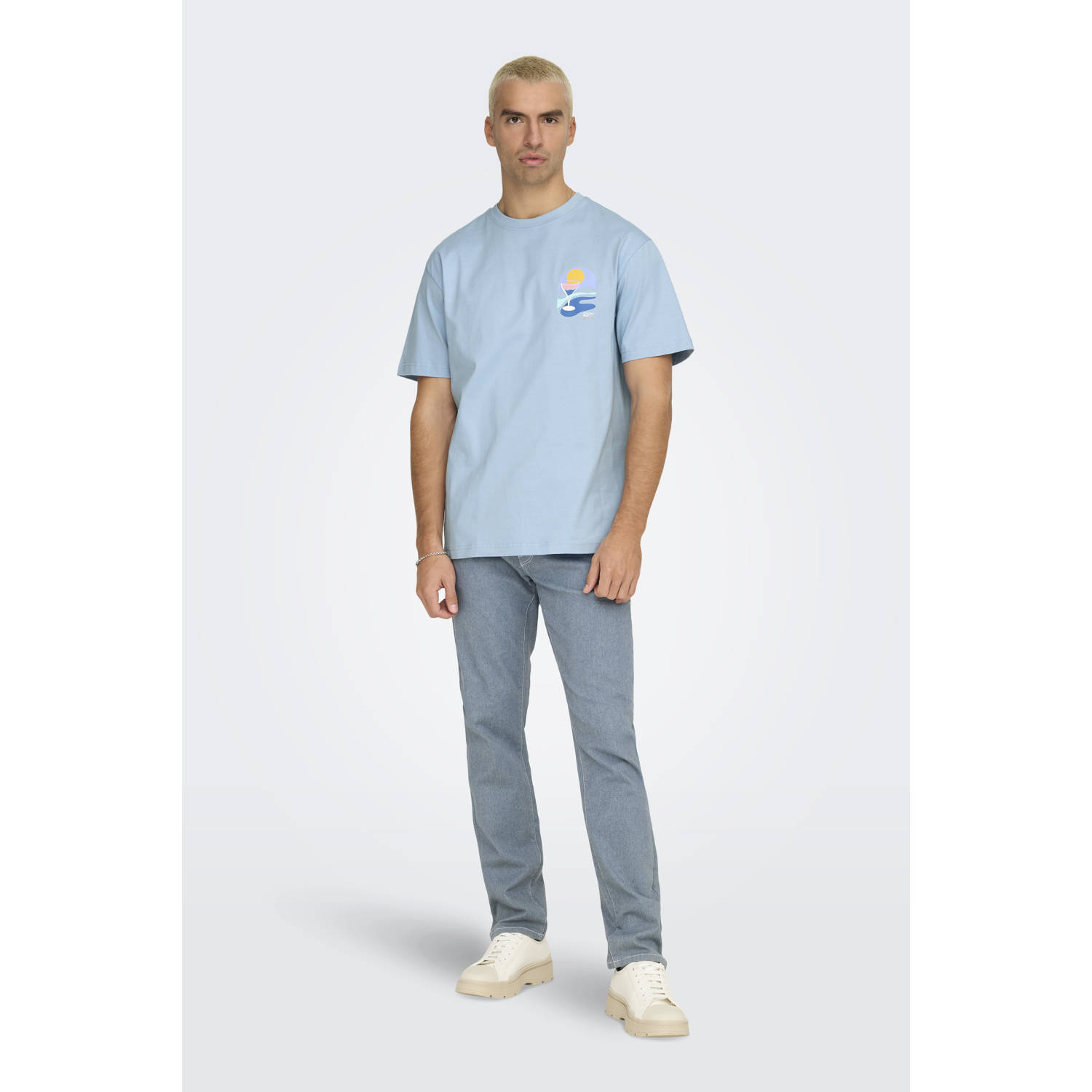 ONLY & SONS T-shirt lichtblauw