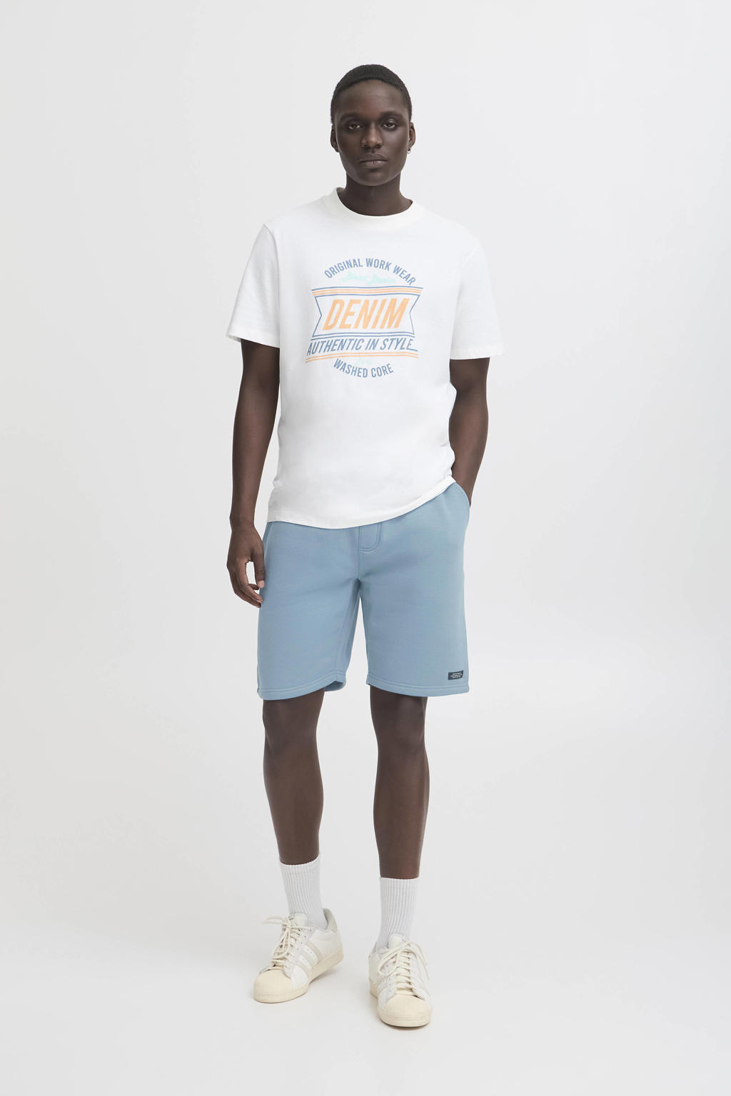 Blend regular sweatshort blauw