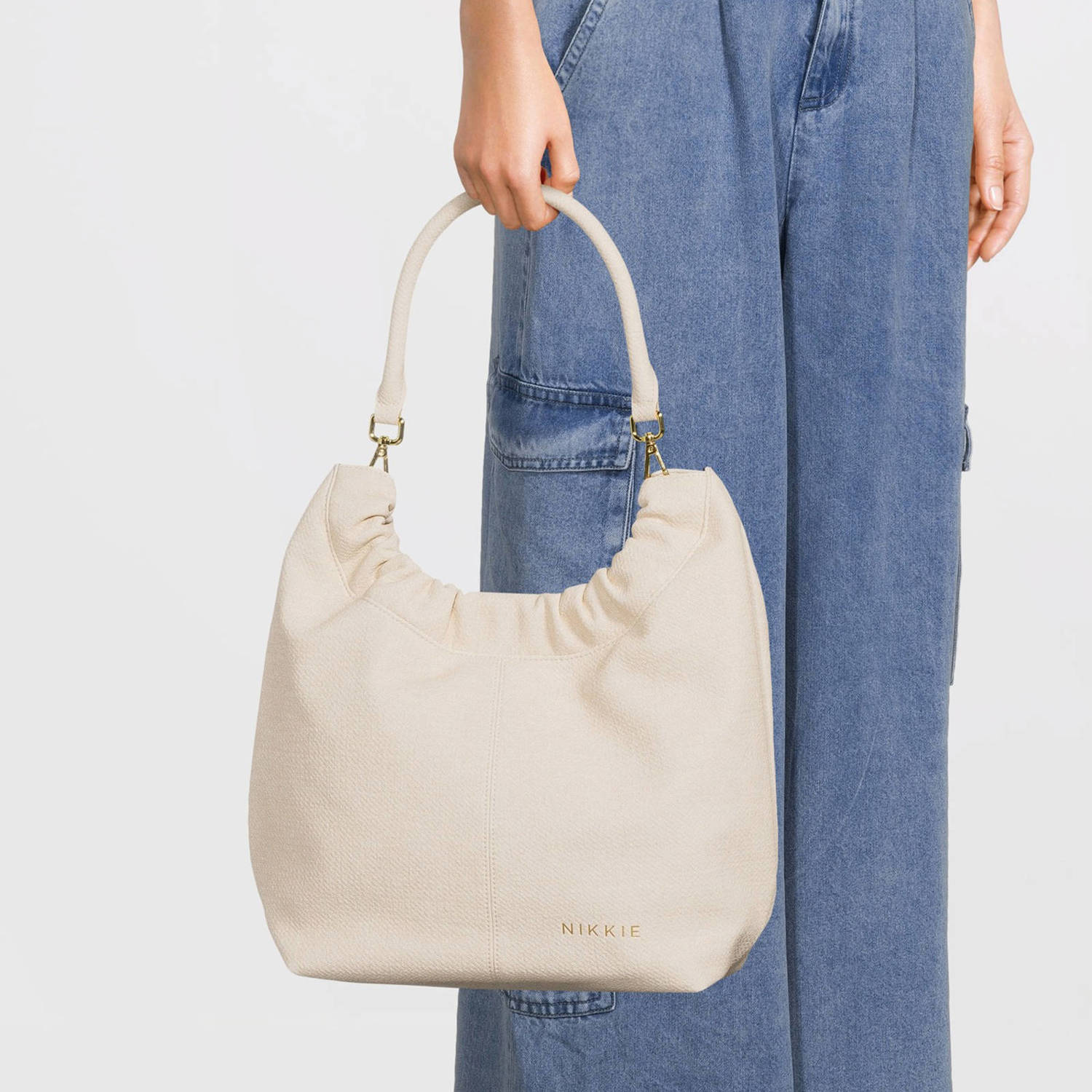 NIKKIE denim shopper Iseray beige