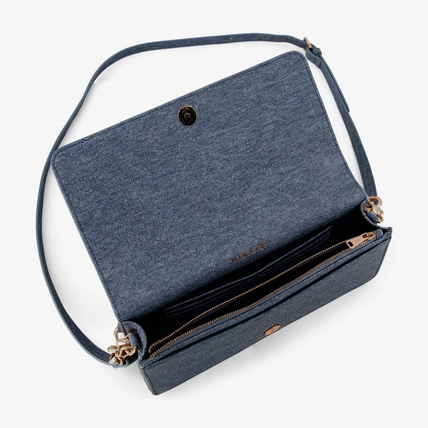 NIKKIE denim crossbody tas Kenyon blauw