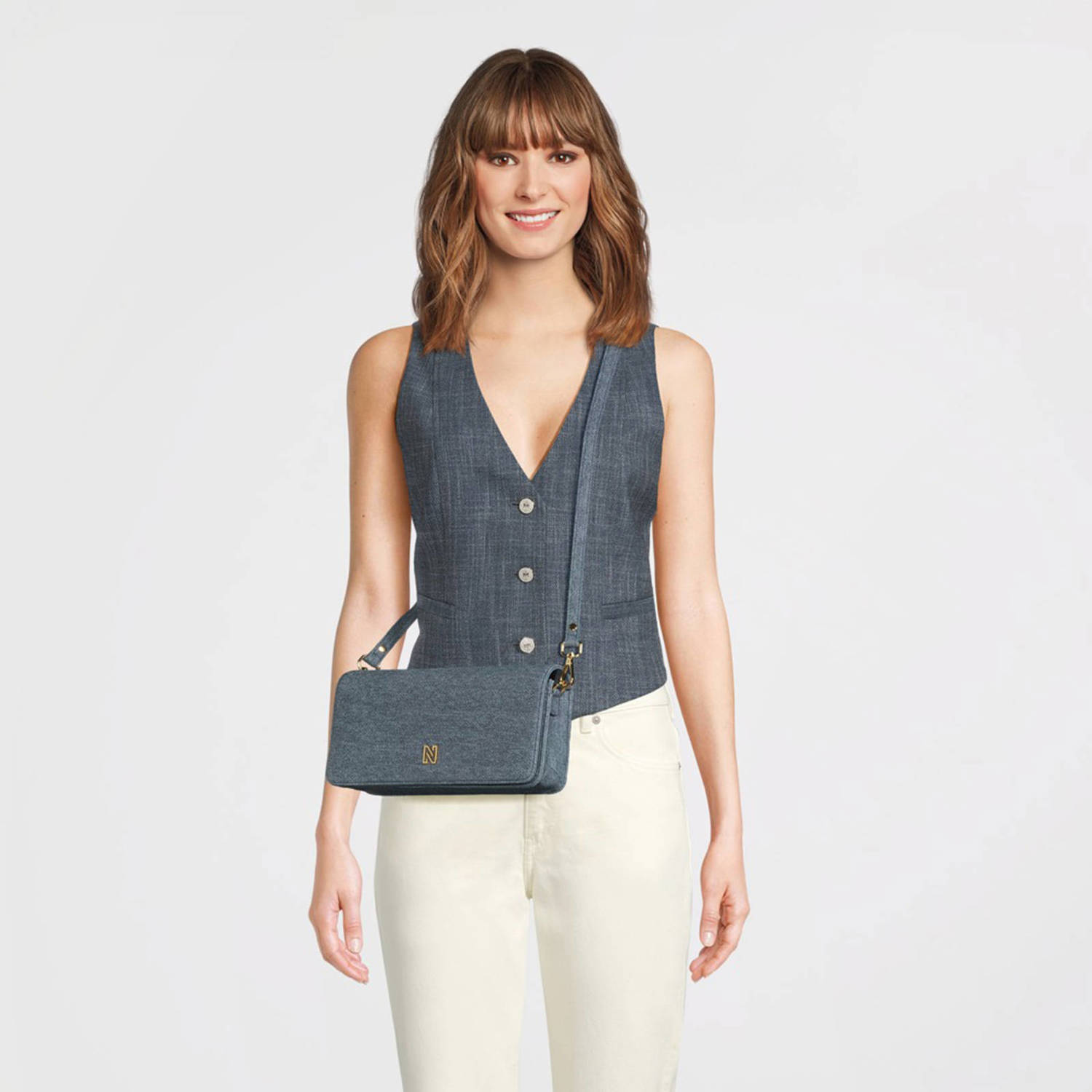 NIKKIE denim crossbody tas Kenyon blauw