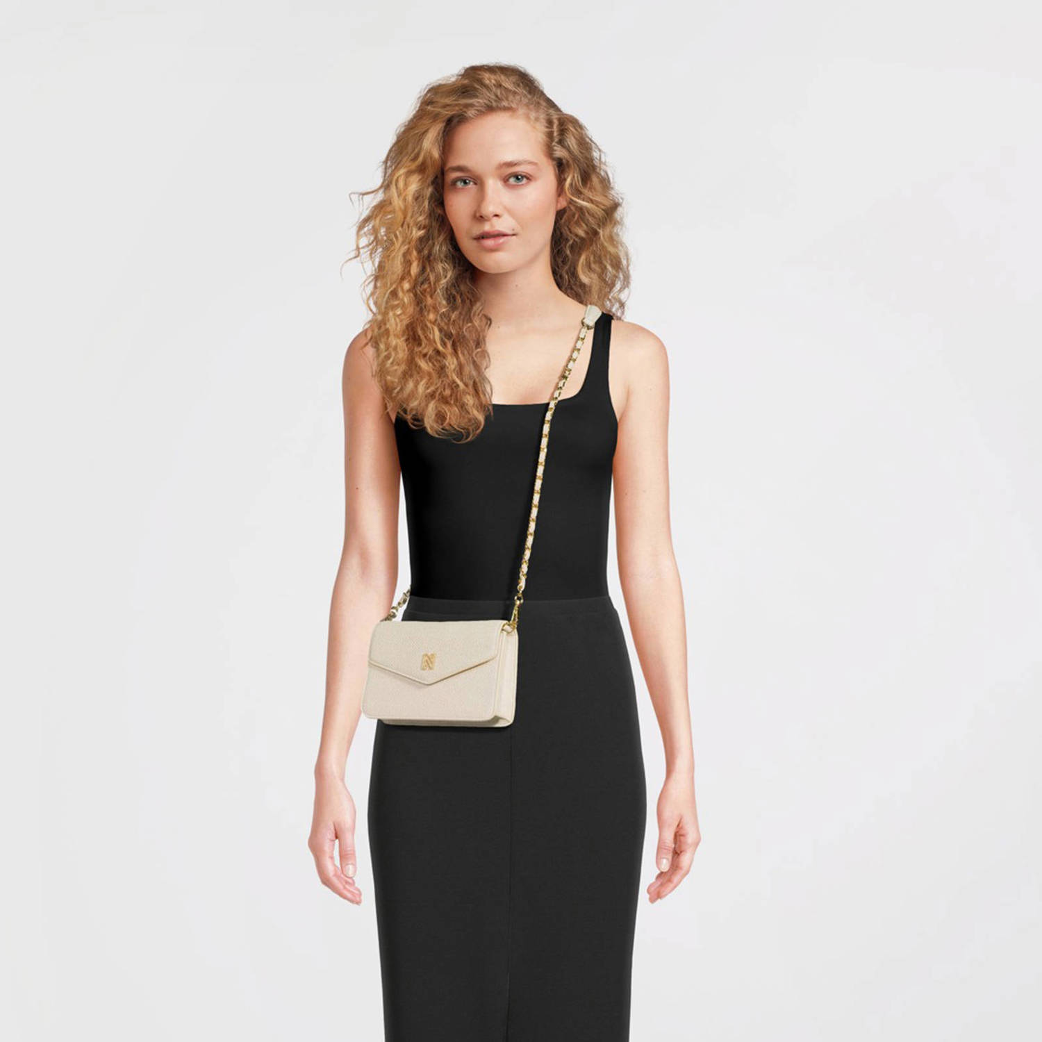 NIKKIE denim crossbody tas Daxing beige