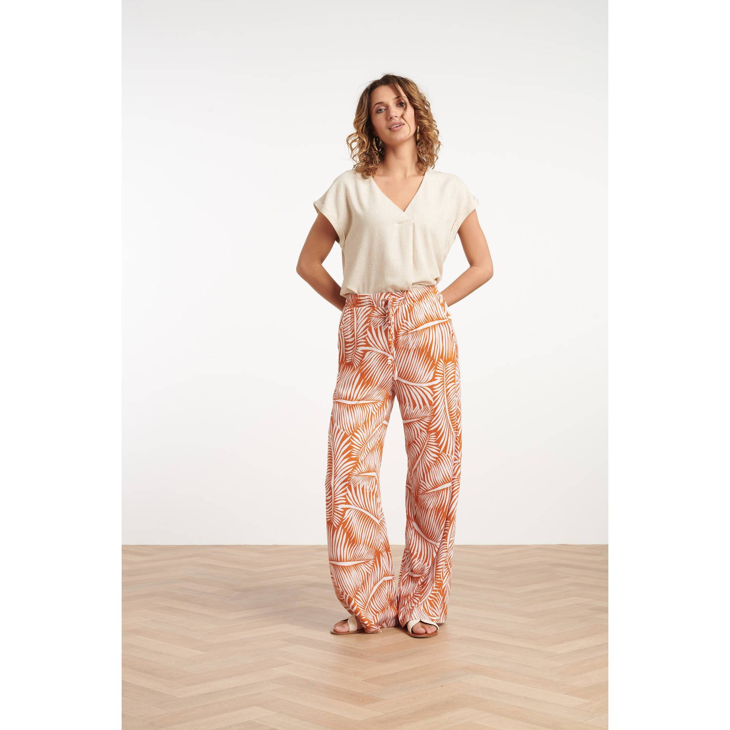 Smashed Lemon straight regular waist broek oranje