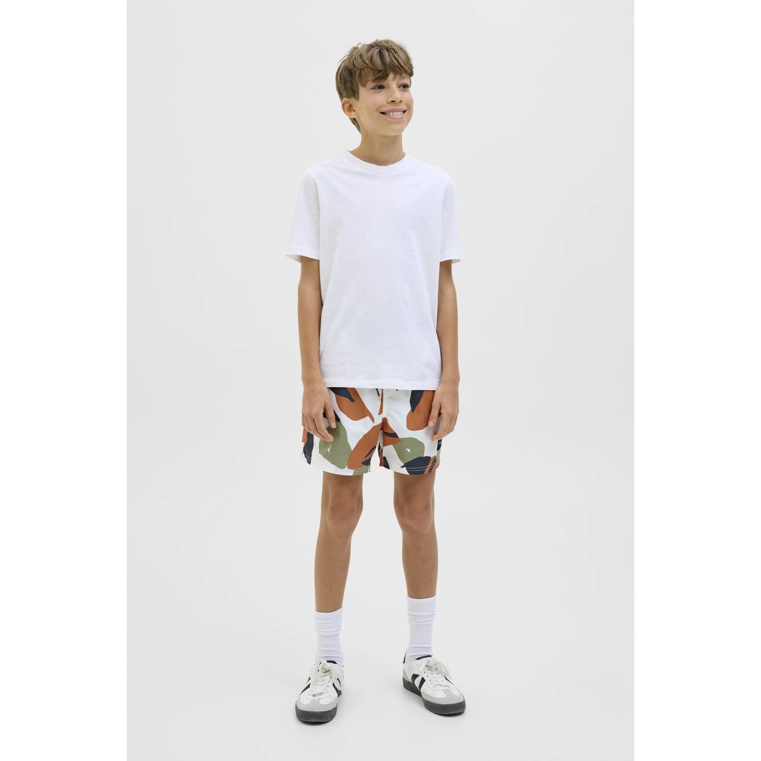 JACK & JONES JUNIOR zwemshort bruin groen offwhite