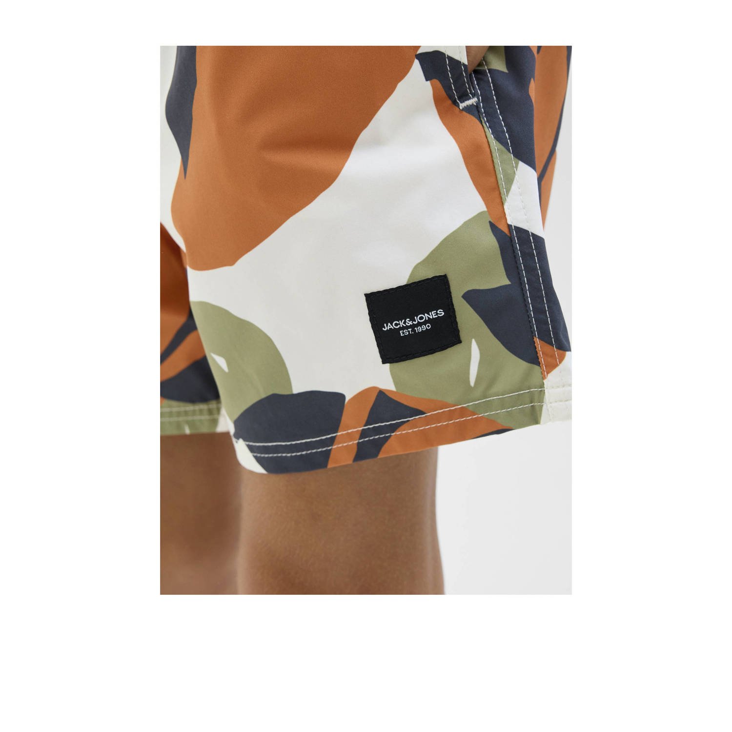 JACK & JONES JUNIOR zwemshort bruin groen offwhite