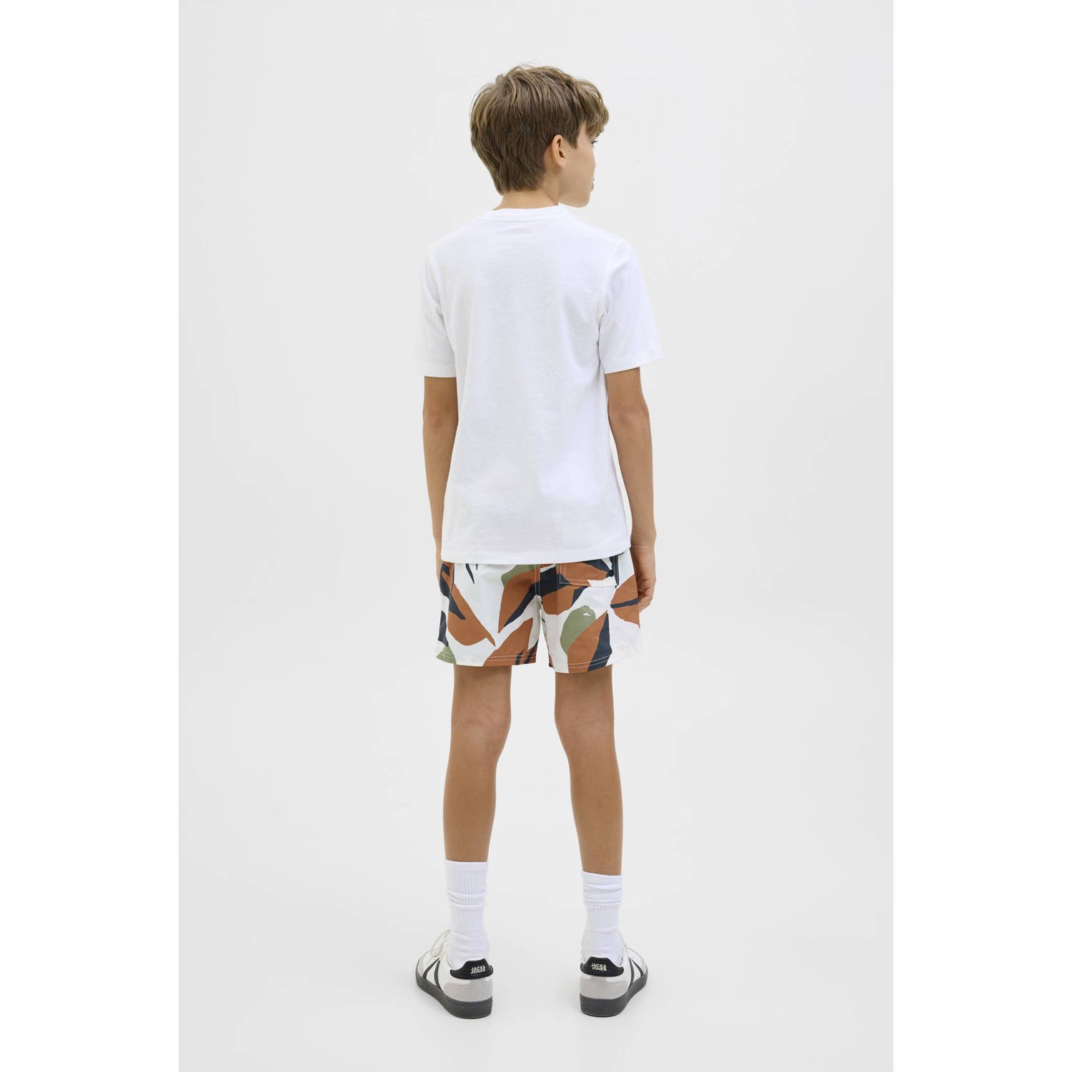 JACK & JONES JUNIOR zwemshort bruin groen offwhite