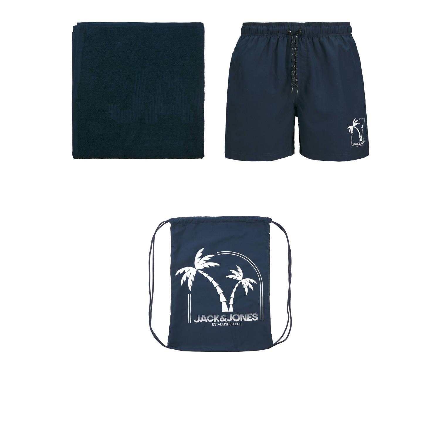 JACK & JONES JUNIOR zwemshort + handdoek + tas donkerblauw