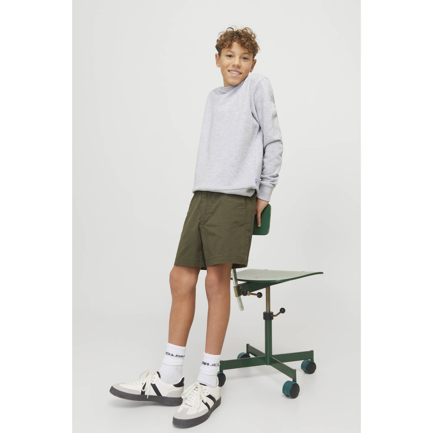JACK & JONES JUNIOR relaxed casual short olijfgroen