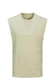 thumbnail: Lichtgroene jongens JACK & JONES JUNIOR tanktop van katoen met effen en ronde hals