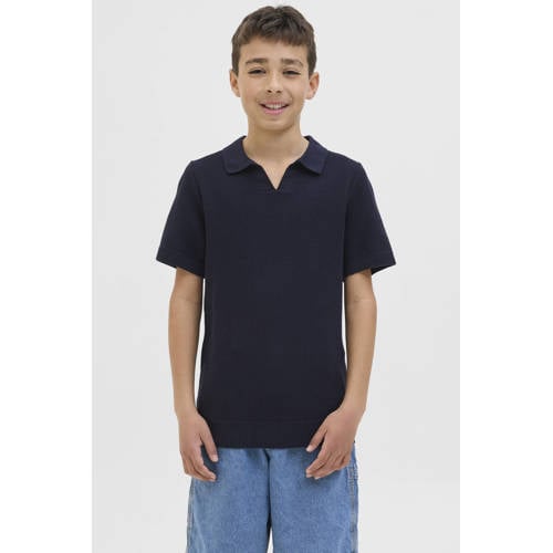 JACK & JONES JUNIOR polo donkerblauw fijn gebreid afbeelding