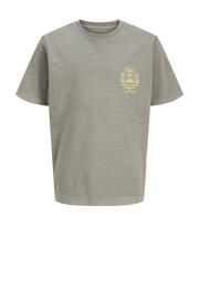 thumbnail: Grijze jongens JACK & JONES JUNIOR T-shirt van katoen met printopdruk, korte mouwen en ronde hals