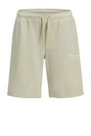 thumbnail: Groene jongens JACK & JONES JUNIOR sweatshort met relaxed, regular waist, elastische tailleband met koord en tekst print