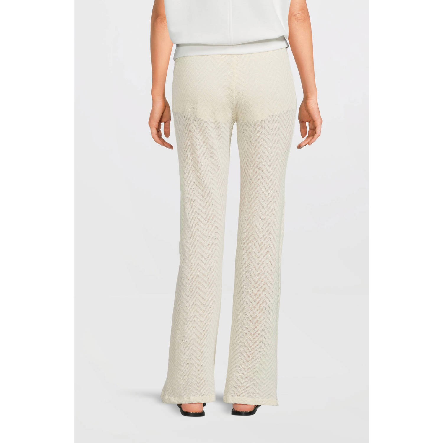 anytime crochet flared broek off-white