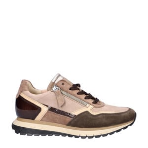Comfort Optifit leren sneakers taupe/bruin
