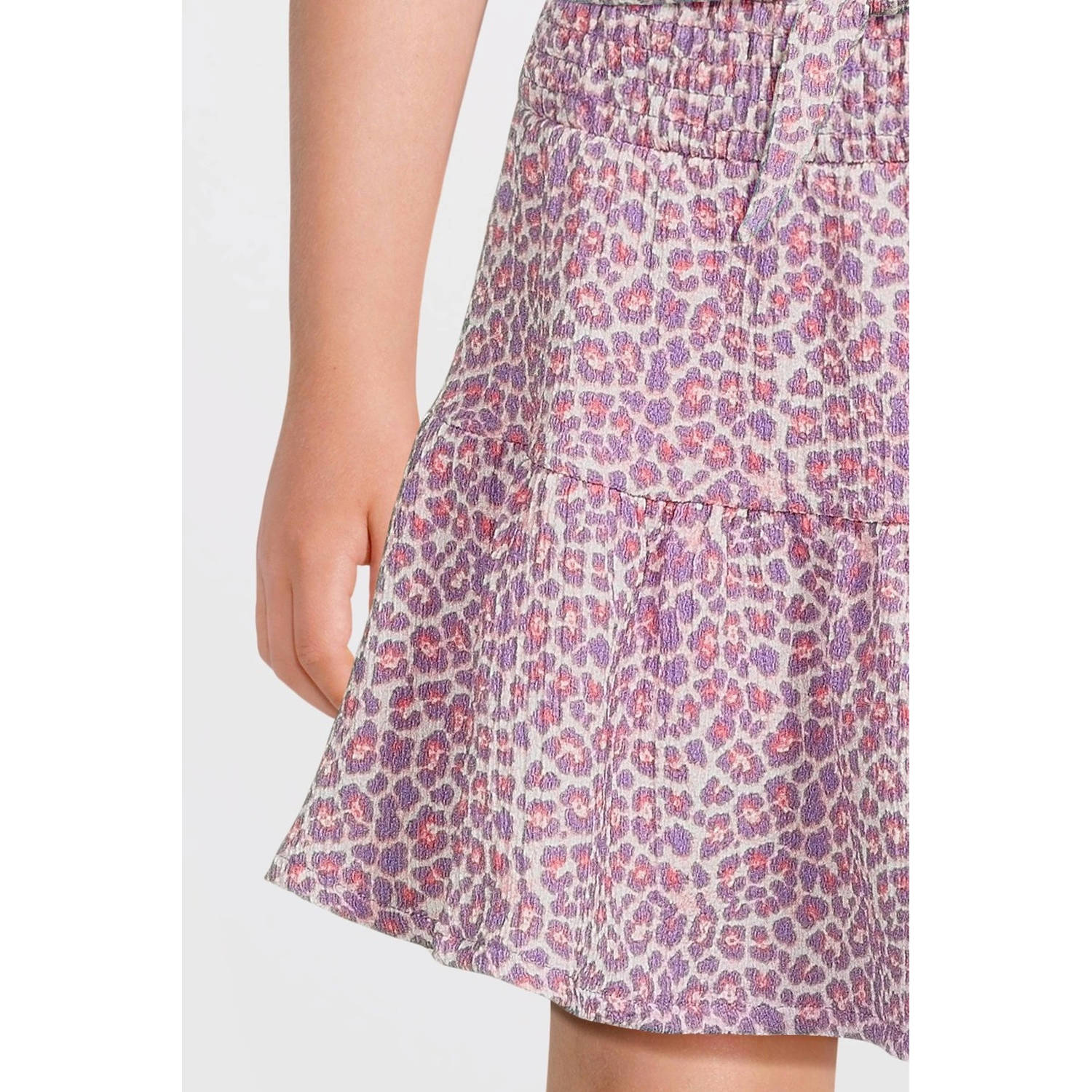 anytime crinkle skort panterprint roze