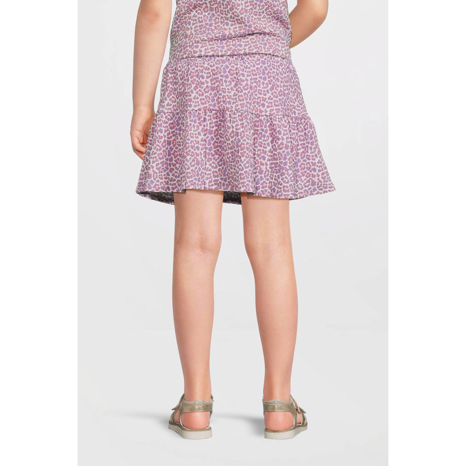 anytime crinkle skort panterprint roze