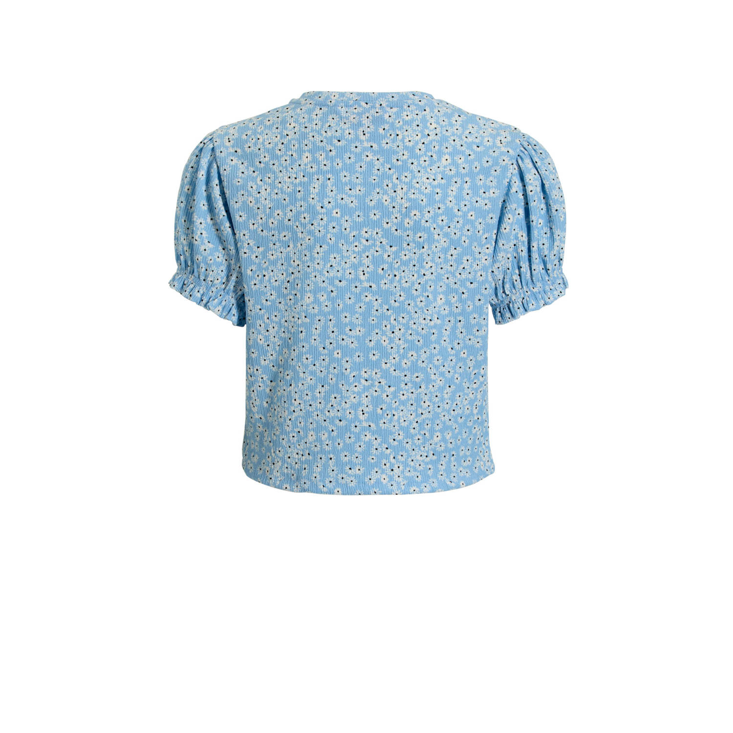 anytime crinkle top met bloemenprint lichtblauw