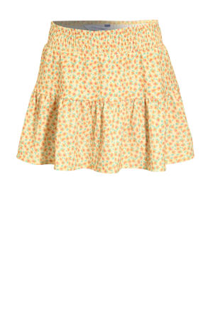 crinkle skort met bloemenprint geel