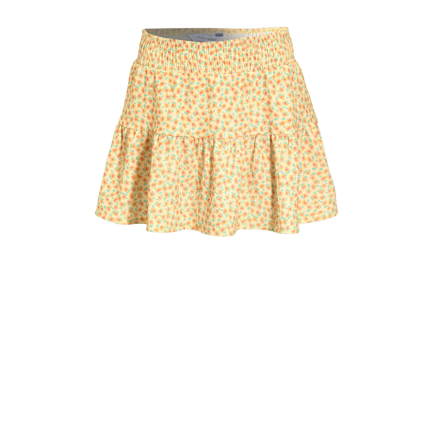 Anytime crinkle skort met bloemenprint geel