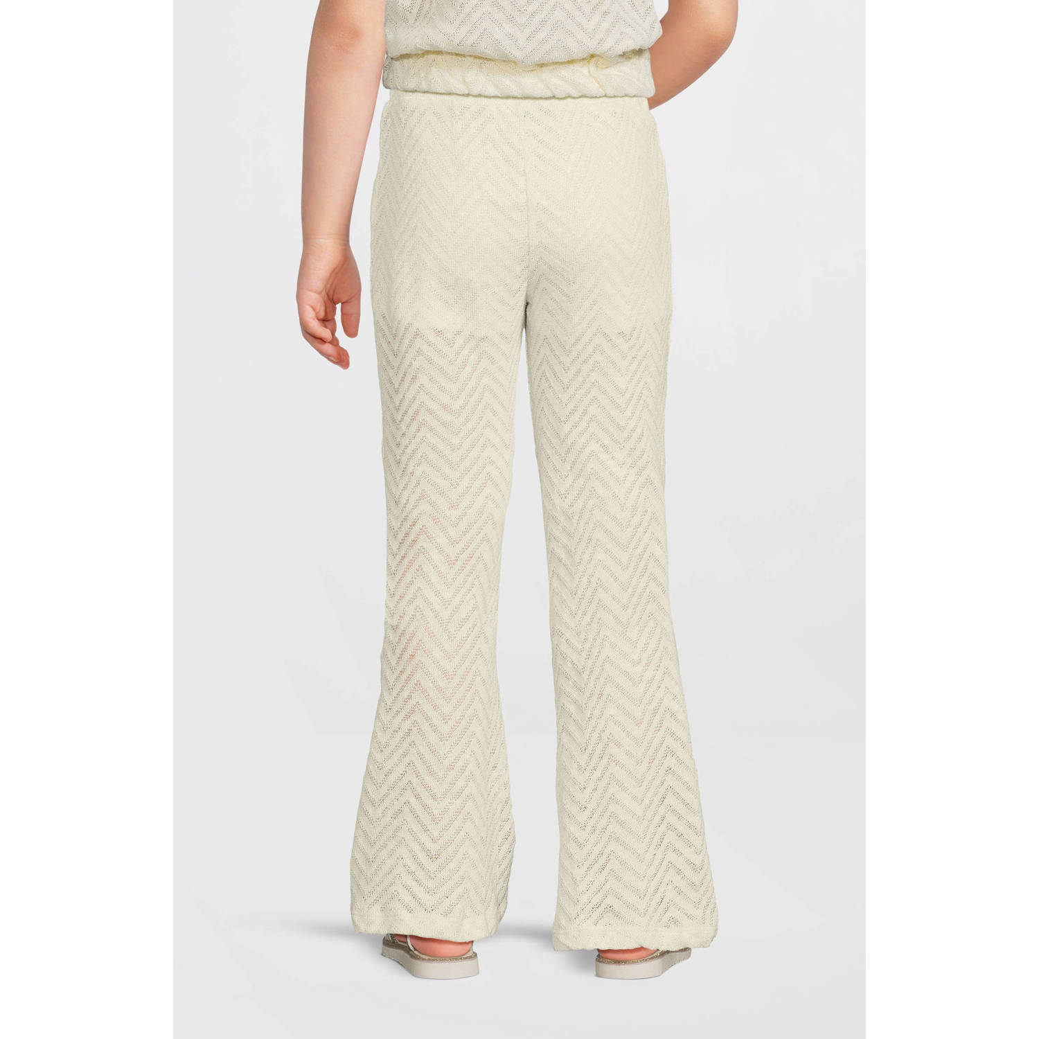 anytime crochet flared broek off-white