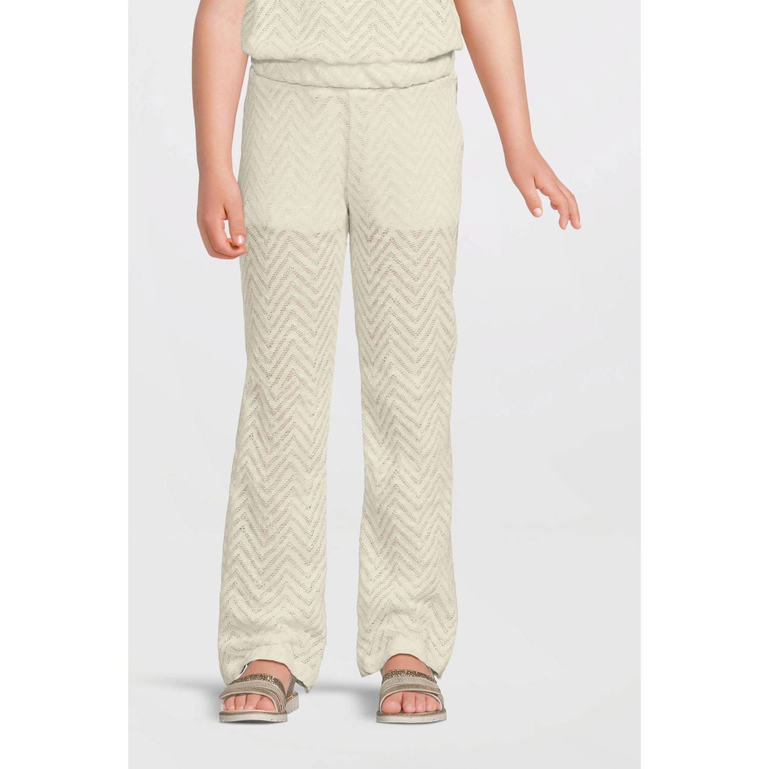 Anytime crochet flared broek off-white