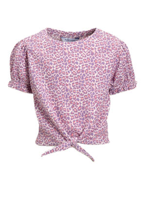 crinkle top met panterprint roze