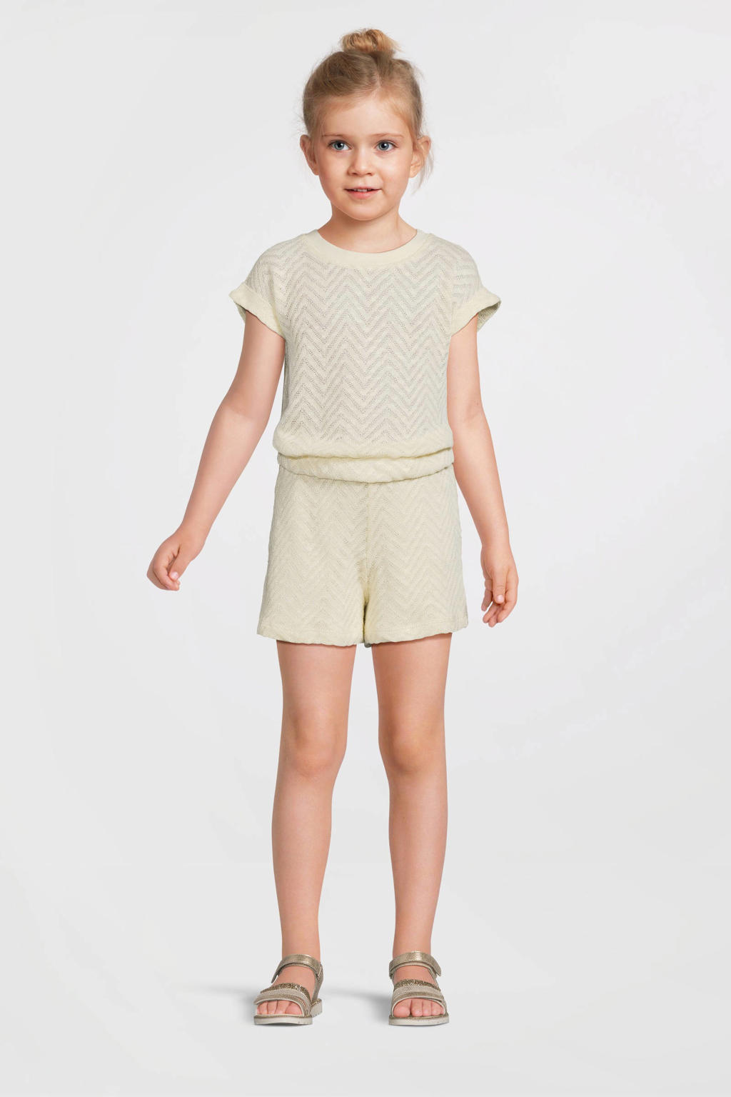 Witte meisjes Anytime crochet korte broek van katoen met elastische tailleband en effen