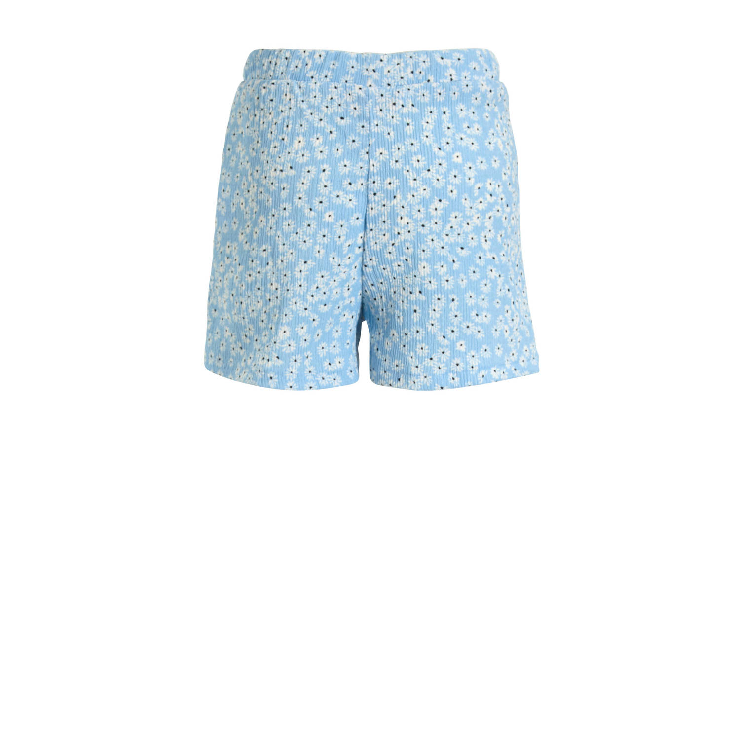 anytime crinkle short bloemenprint lichtblauw