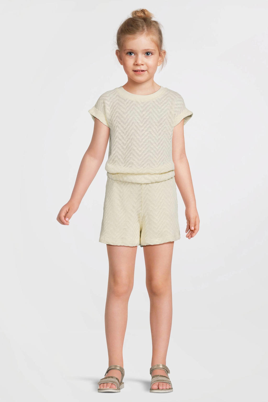 Witte meisjes Anytime crochet mouwloze top met effen, korte mouwen en ronde hals