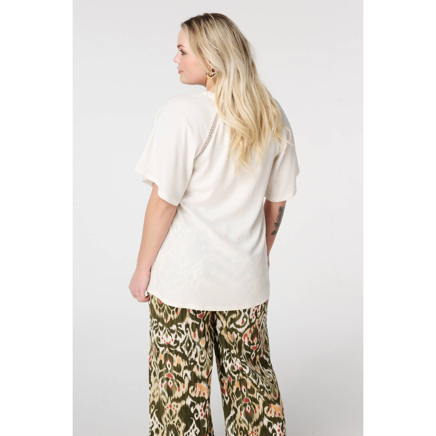 MS Mode top ecru broderie