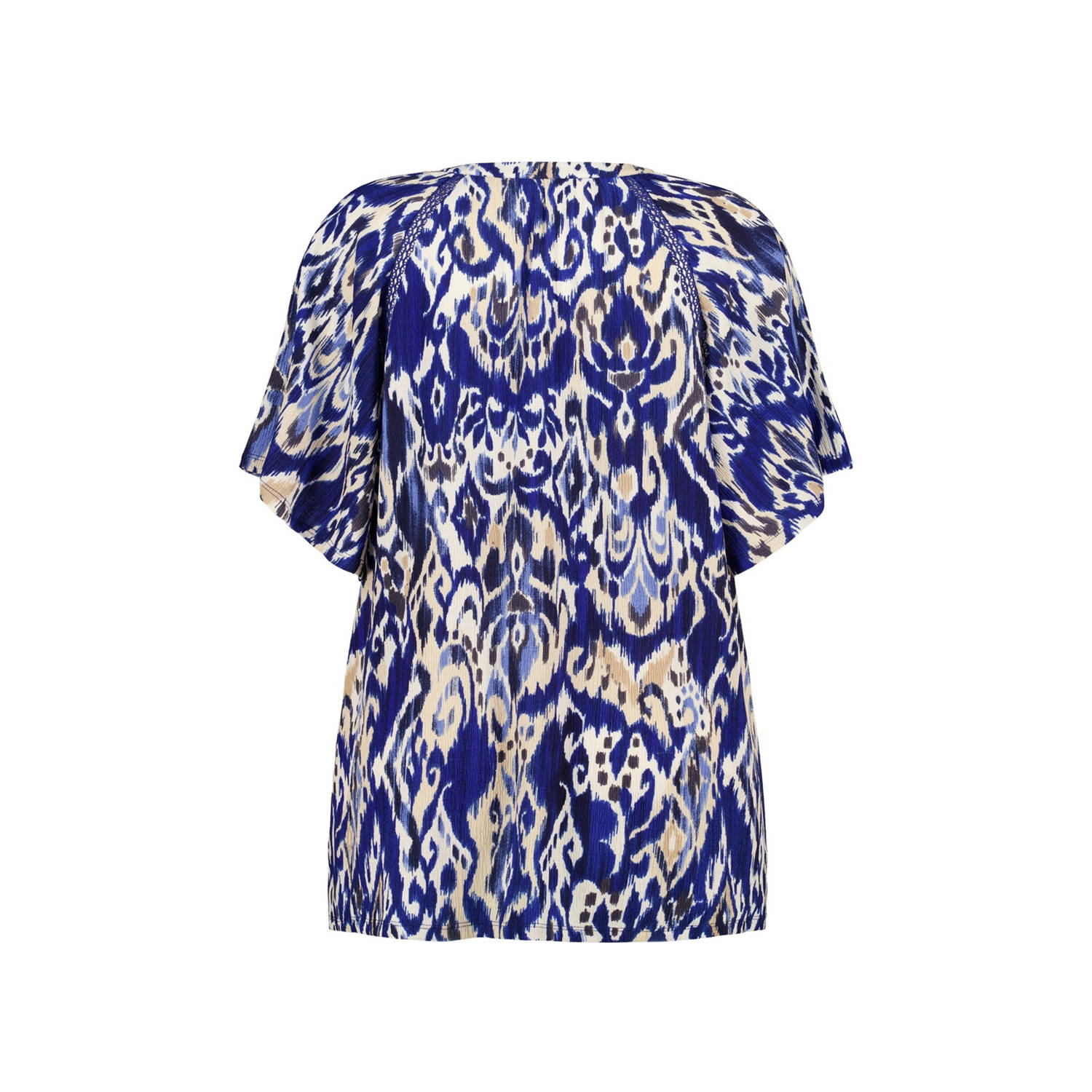 MS Mode top blauw broderie