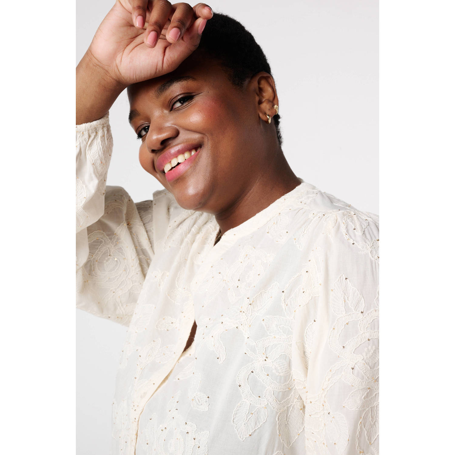 MS Mode blouse crème broderie