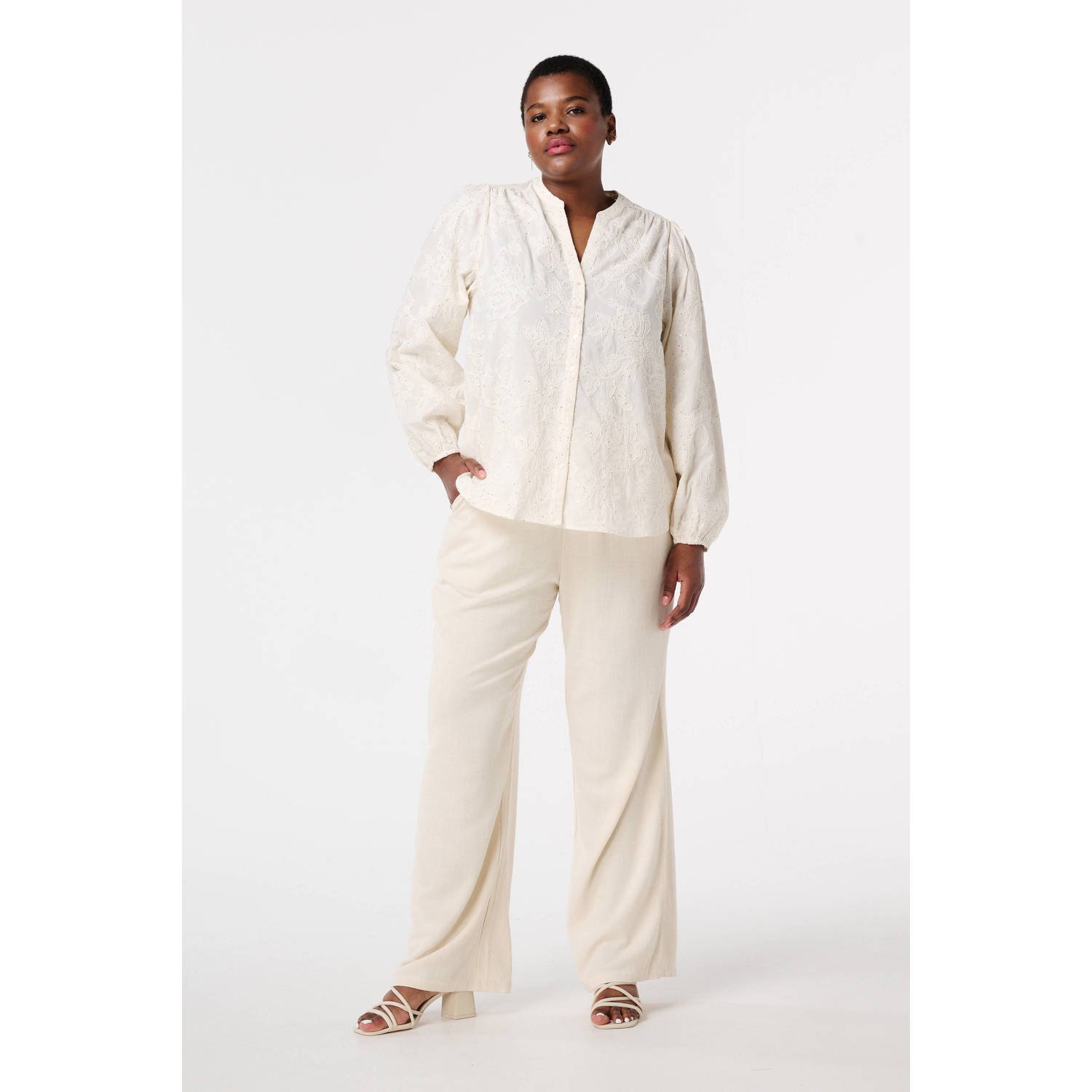 MS Mode blouse crème broderie