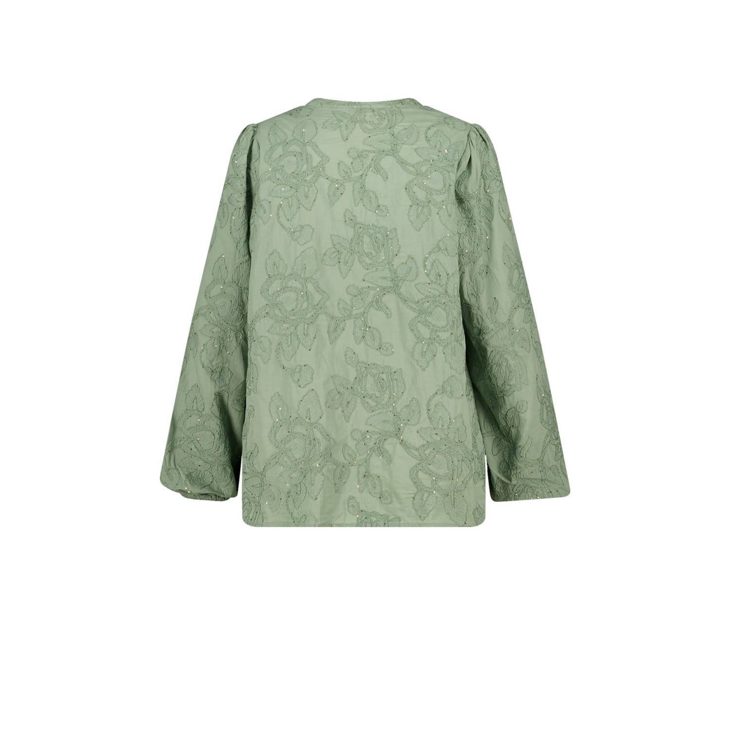 MS Mode blouse groen broderie