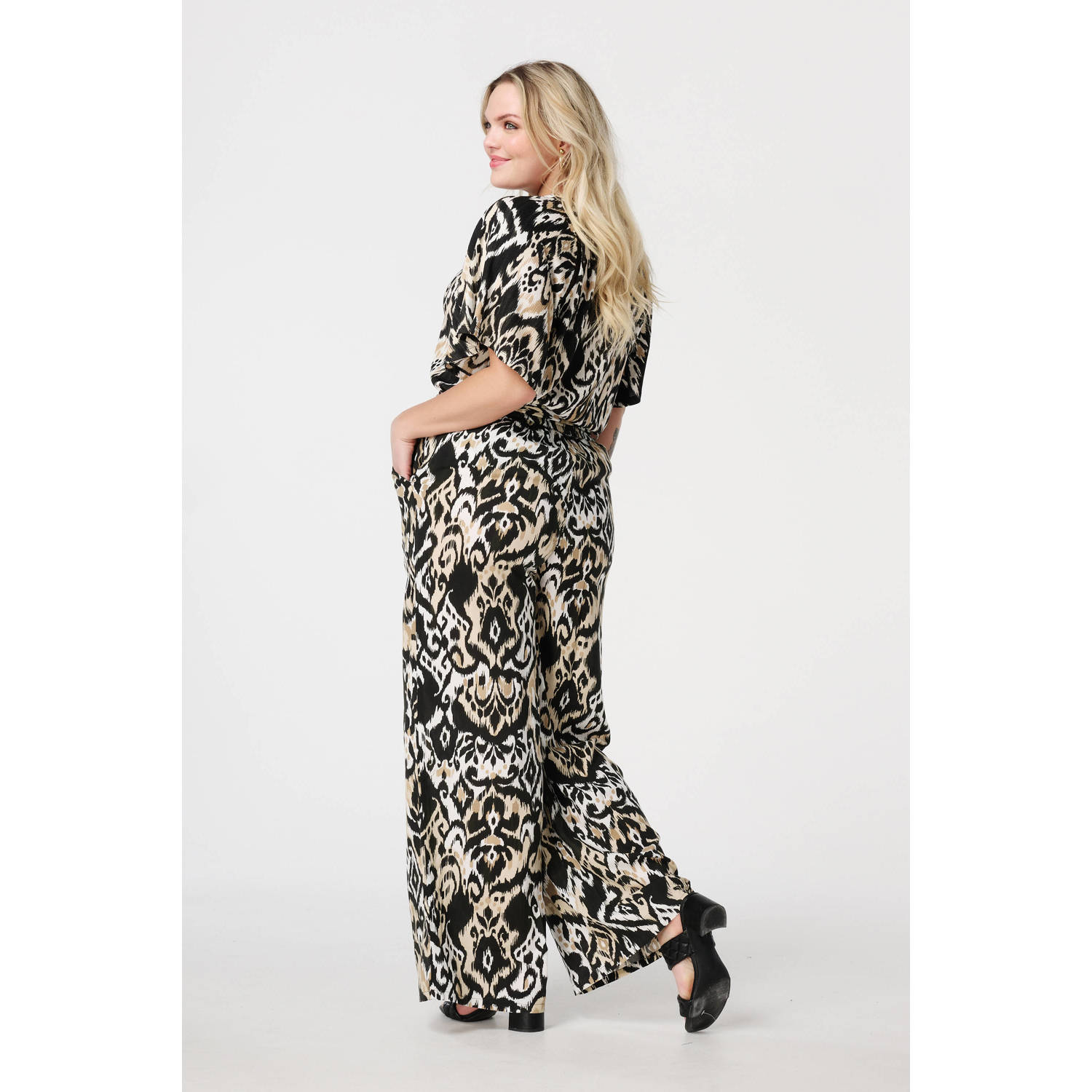 MS Mode regular waist broek zwart