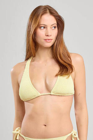 voorgevormde halter bikinitop Amora met textuur geel