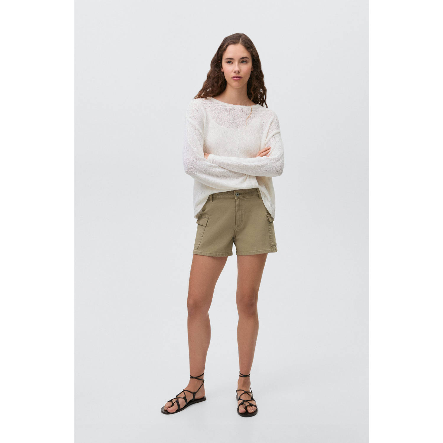 MANGO TEEN denim short lichtkaki