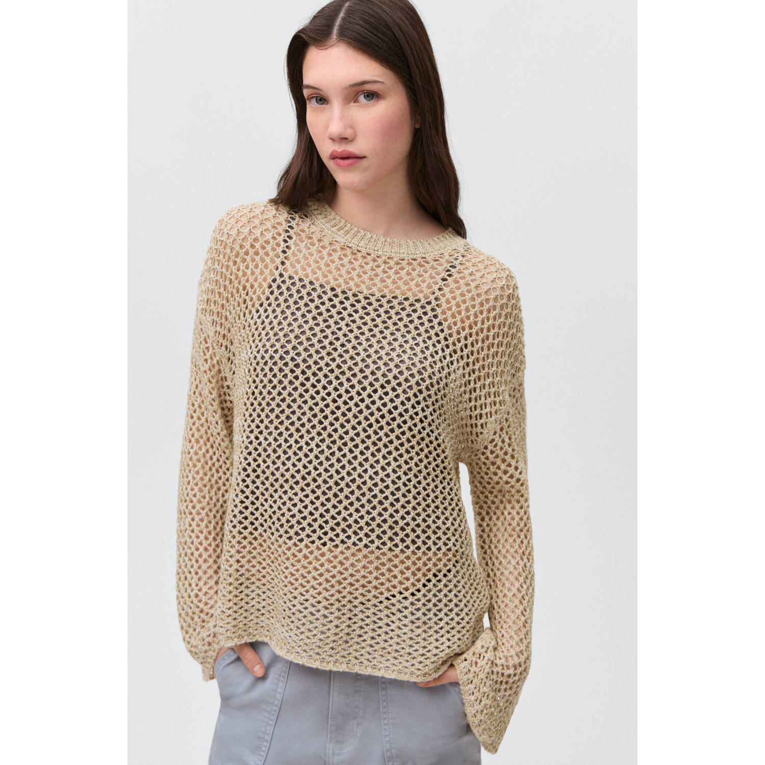 MANGO TEEN gebreide trui beige