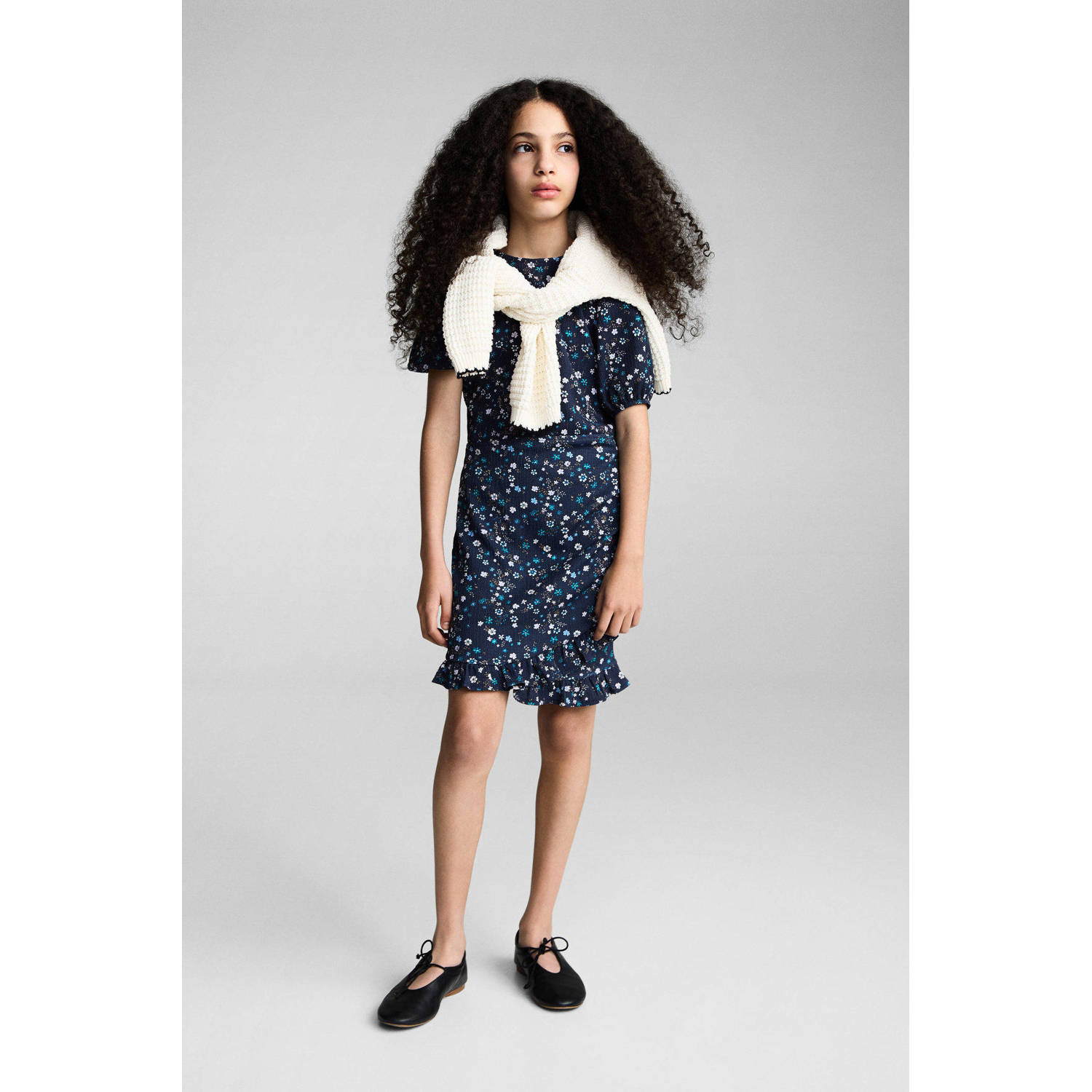 Mango Kids wikkel- overslagjurk donkerblauw