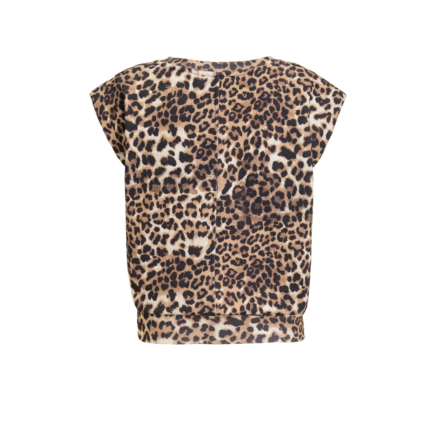 anytime top met schoudervulling leopard print bruin zwart
